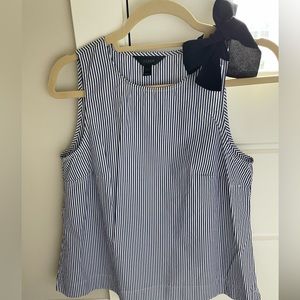J.Crew Sleeveless Blue and White Stripe Top with the Black Bow